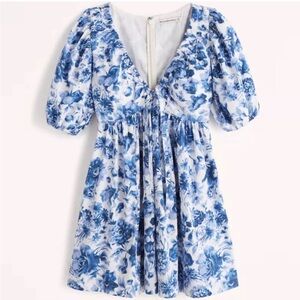 NWT Abercrombie & Fitch Cinch-Front Poplin Floral Mini Dress